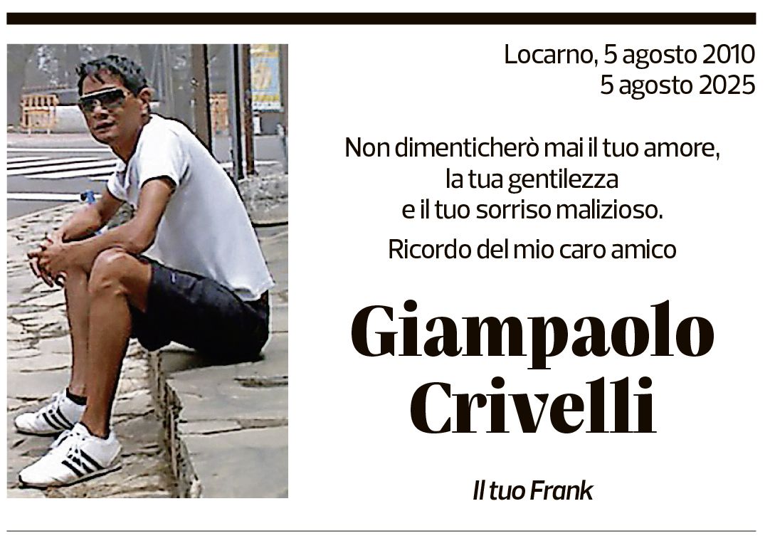 Annuncio funebre Giampaolo Crivelli