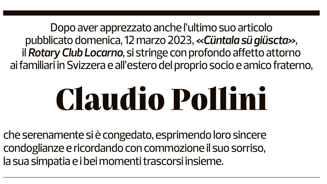 Annuncio funebre Claudio Pollini