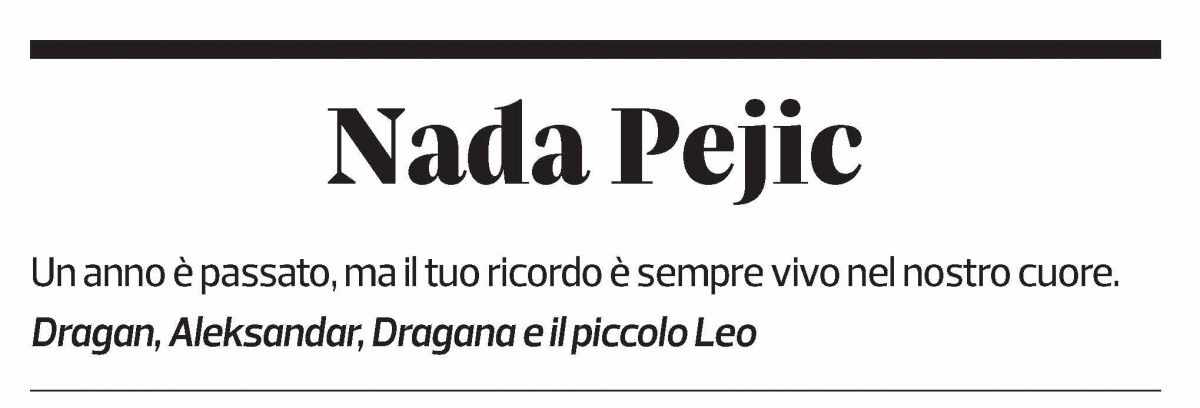 Annuncio funebre Nada Pejic