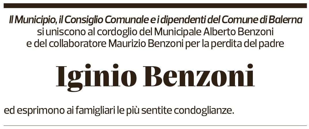 Annuncio funebre Iginio Benzoni