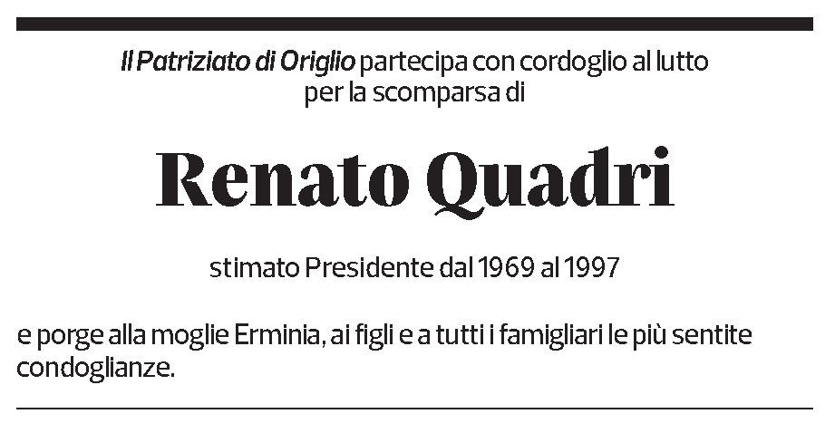 Annuncio funebre Renato Quadri