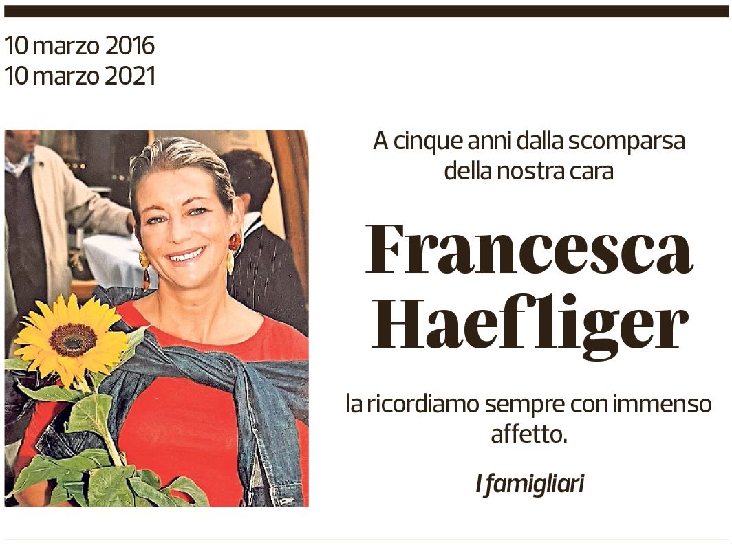 Annuncio funebre Francesca Haefliger