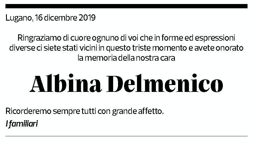 Annuncio funebre Albina Delmenico