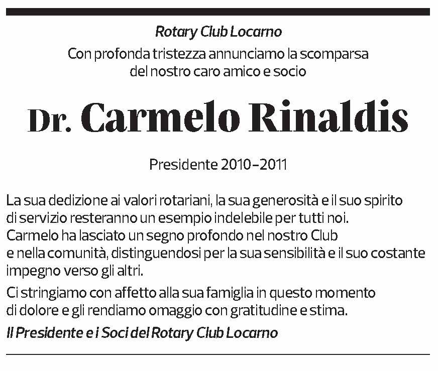 Annuncio funebre Carmelo Rinaldis