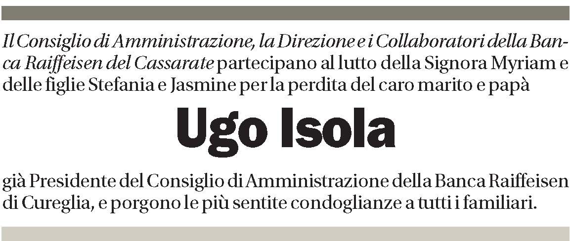 Annuncio funebre Ugo Isola