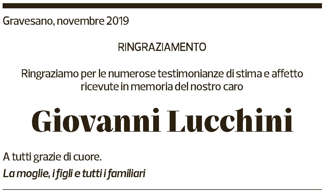 Annuncio funebre Giovanni Lucchini