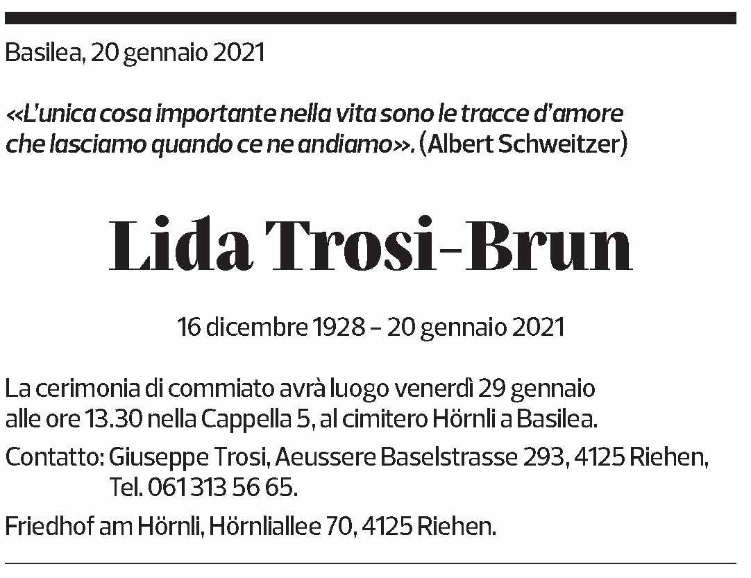 Annuncio funebre Lidia Trosi - Brun