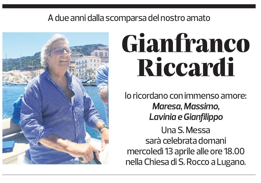 Annuncio funebre Gianfranco Riccardi