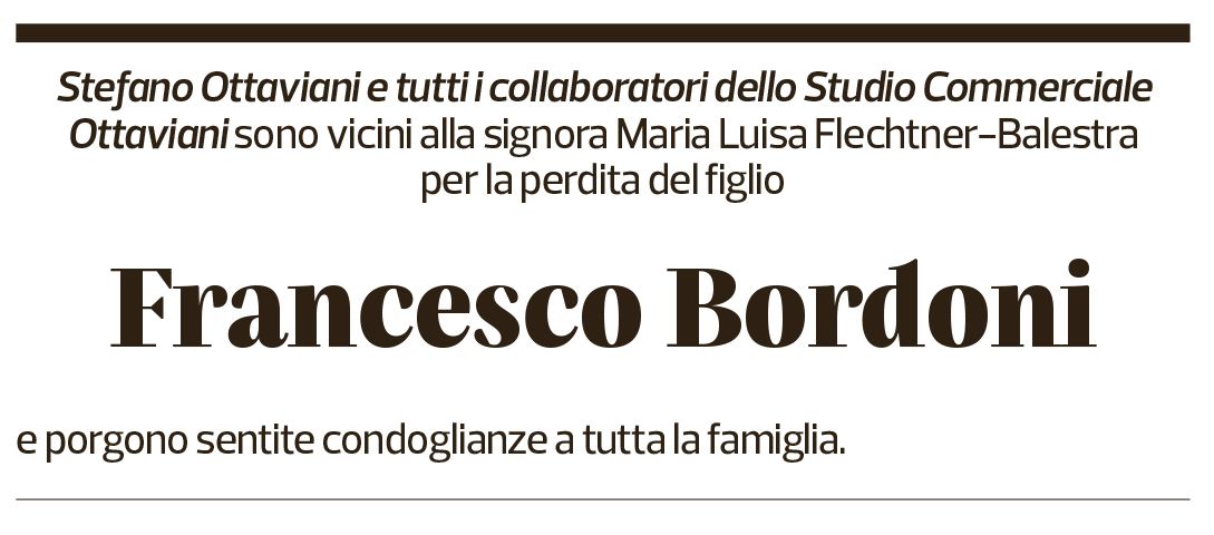 Annuncio funebre Francesco Bordoni