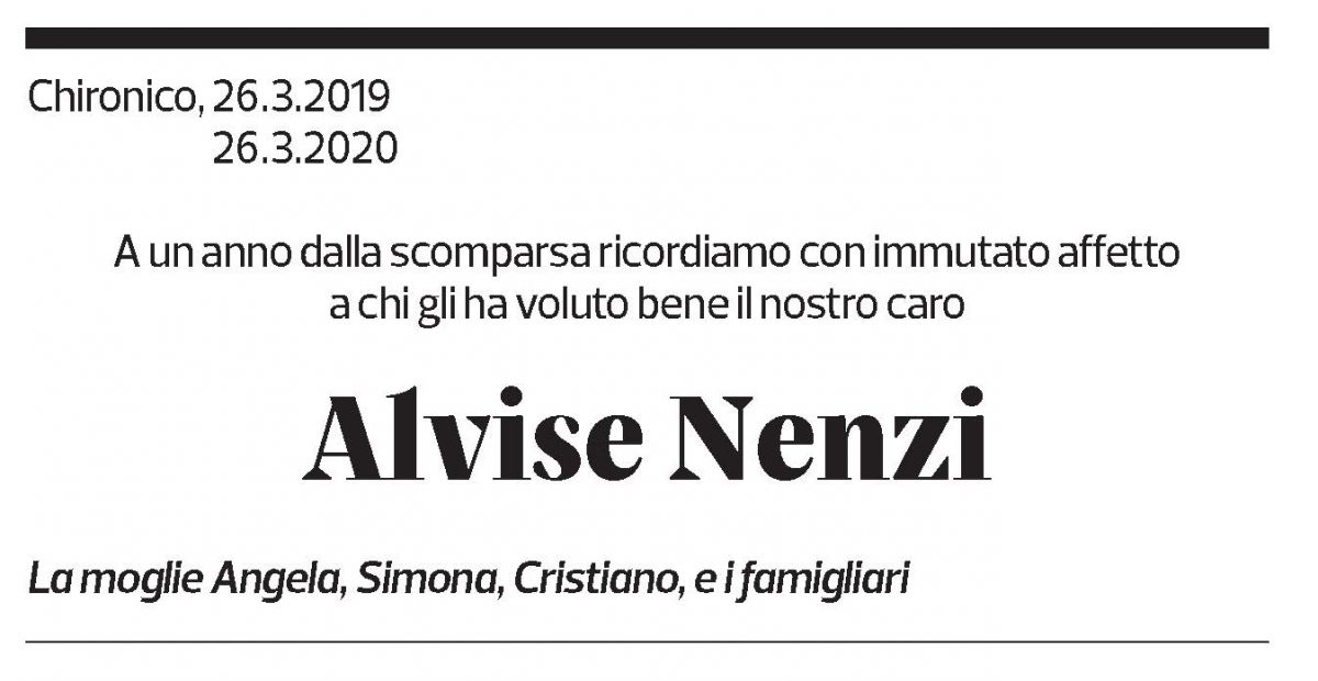 Annuncio funebre Alvise Nenzi