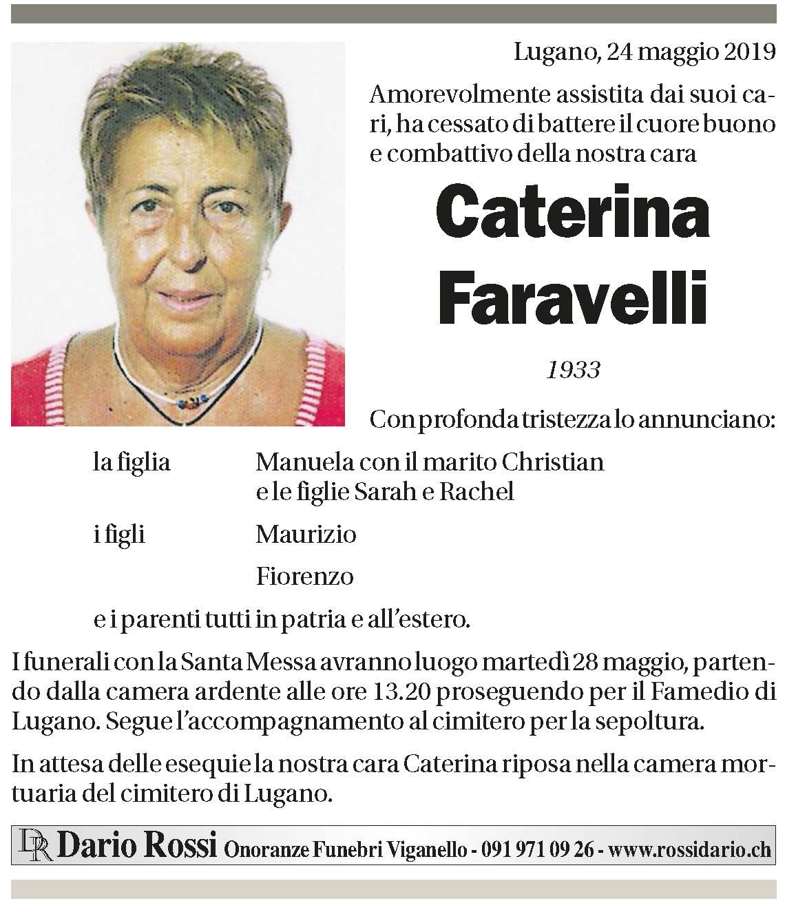Annuncio funebre Caterina Faravelli