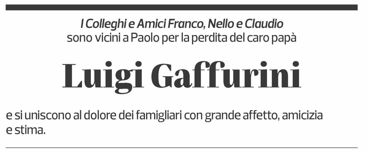 Annuncio funebre Luigi Gaffurini