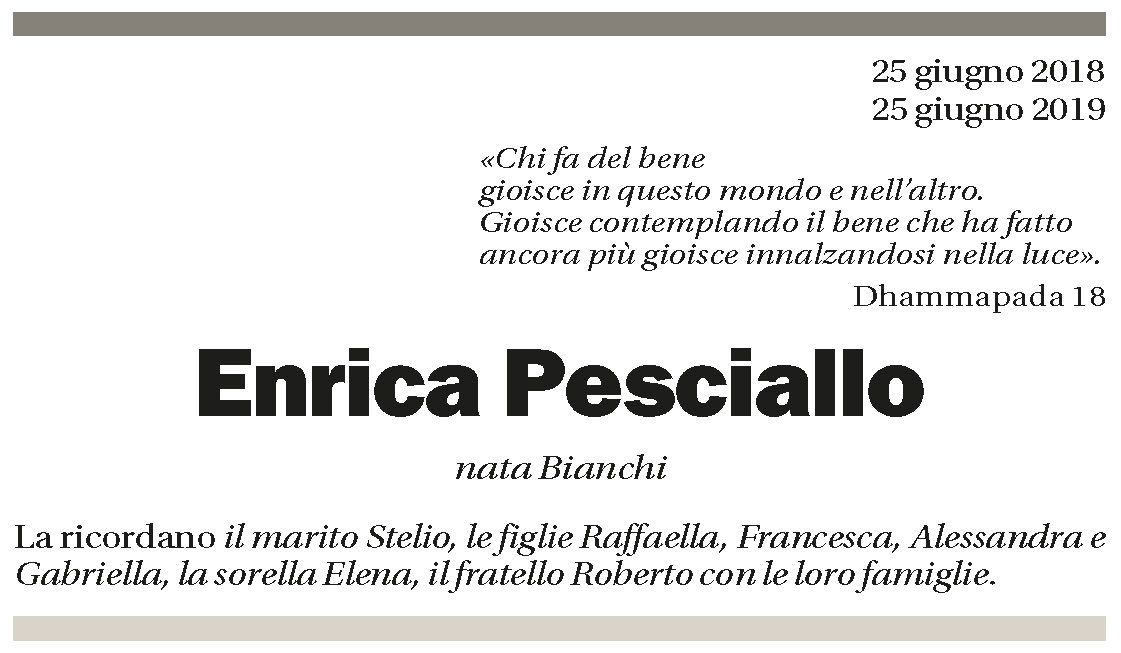 Annuncio funebre Enrica Pesciallo