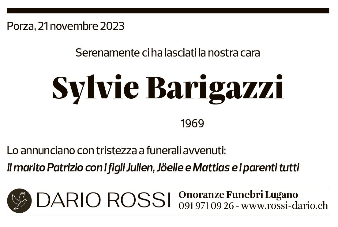 Annuncio funebre Sylvie Barigazzi