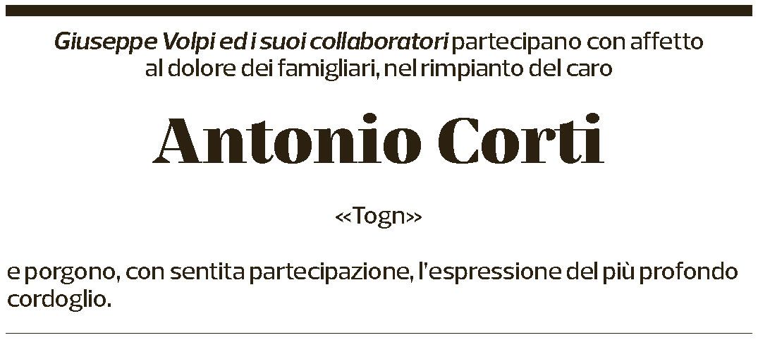 Annuncio funebre Antonio Corti