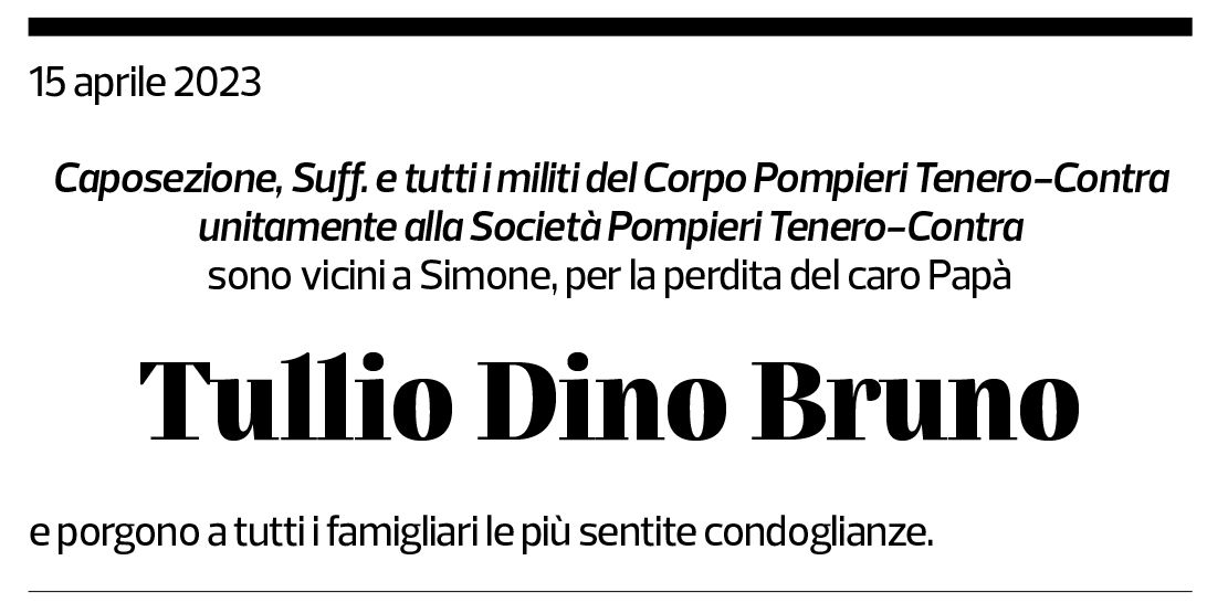 Annuncio funebre Tullio Dino Bruno