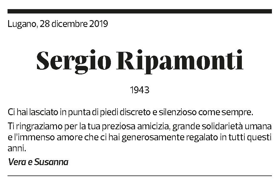 Annuncio funebre Sergio Ripamonti