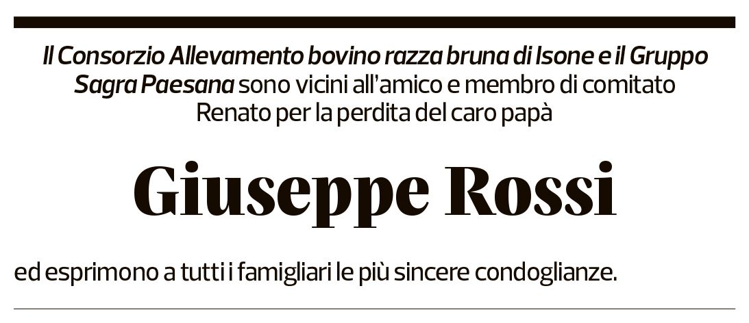 Annuncio funebre Giuseppe Rossi