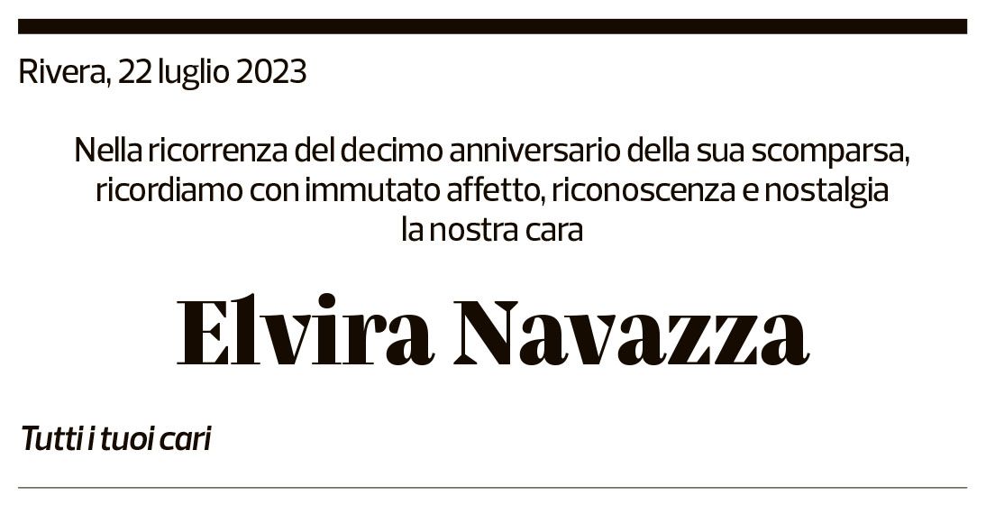 Annuncio funebre Elvira Navazza