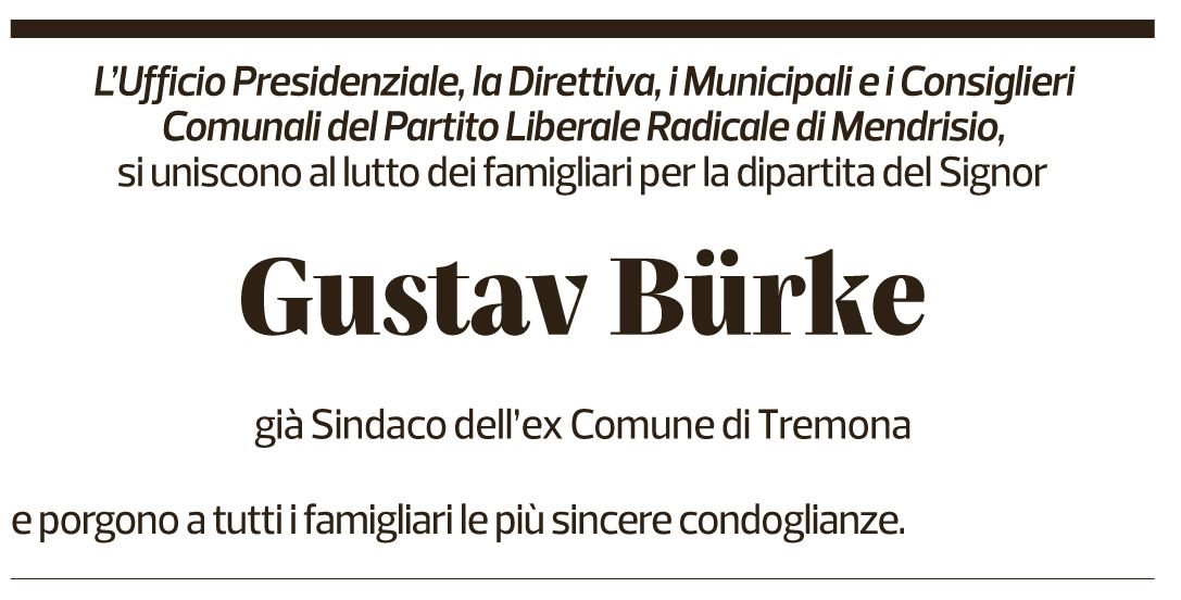 Annuncio funebre Gustav Bürke