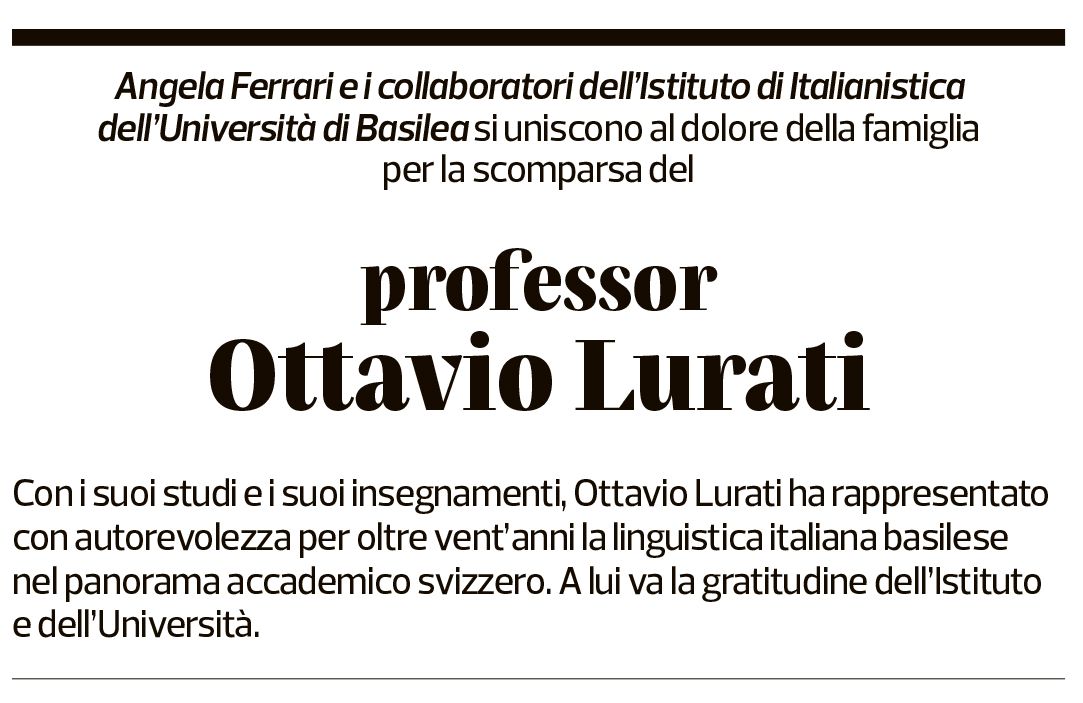 Annuncio funebre Ottavio Lurati