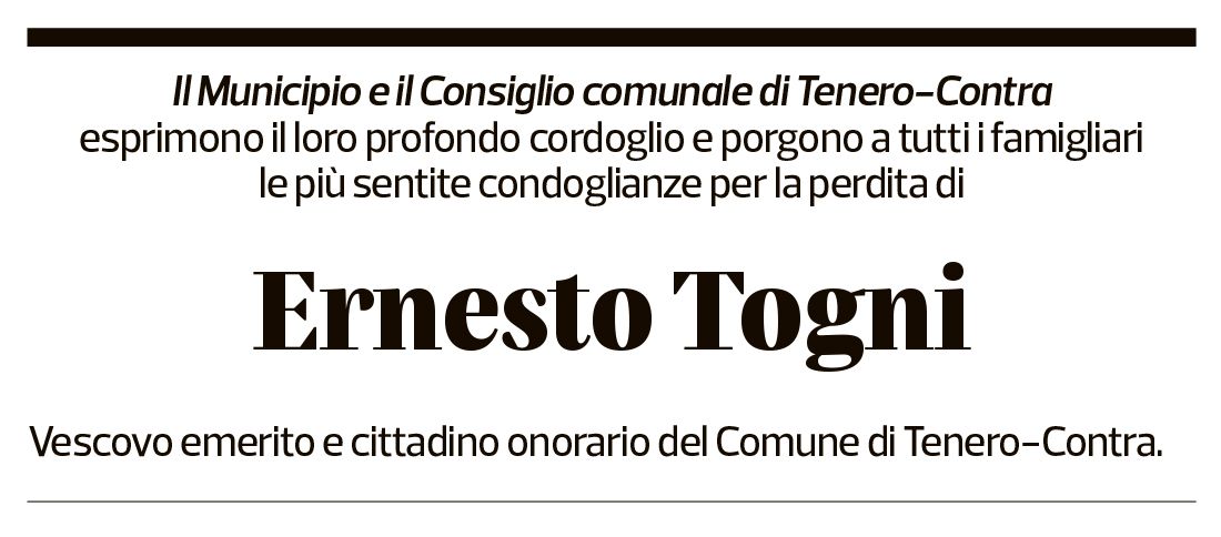 Annuncio funebre Ernesto Togni