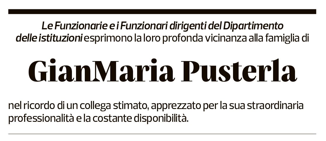 Annuncio funebre Gianmaria Pusterla