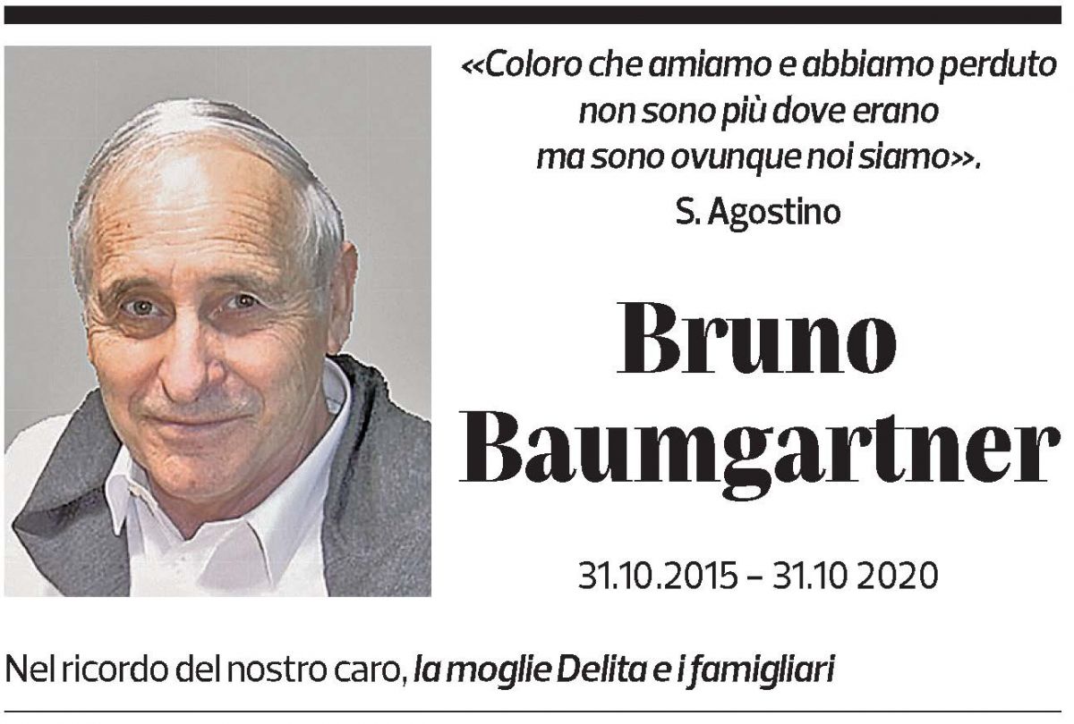 Annuncio funebre Bruno Baumgartner