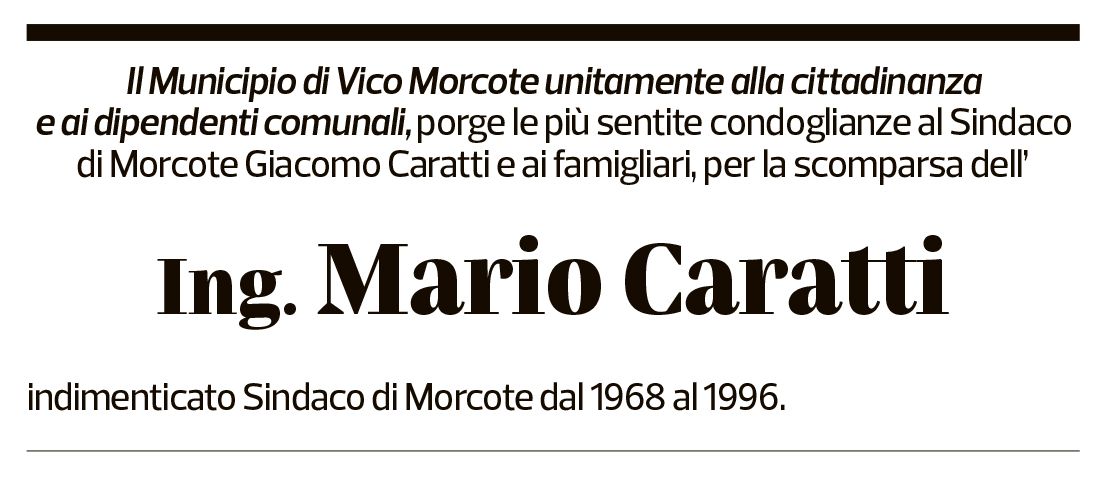 Annuncio funebre Mario Caratti