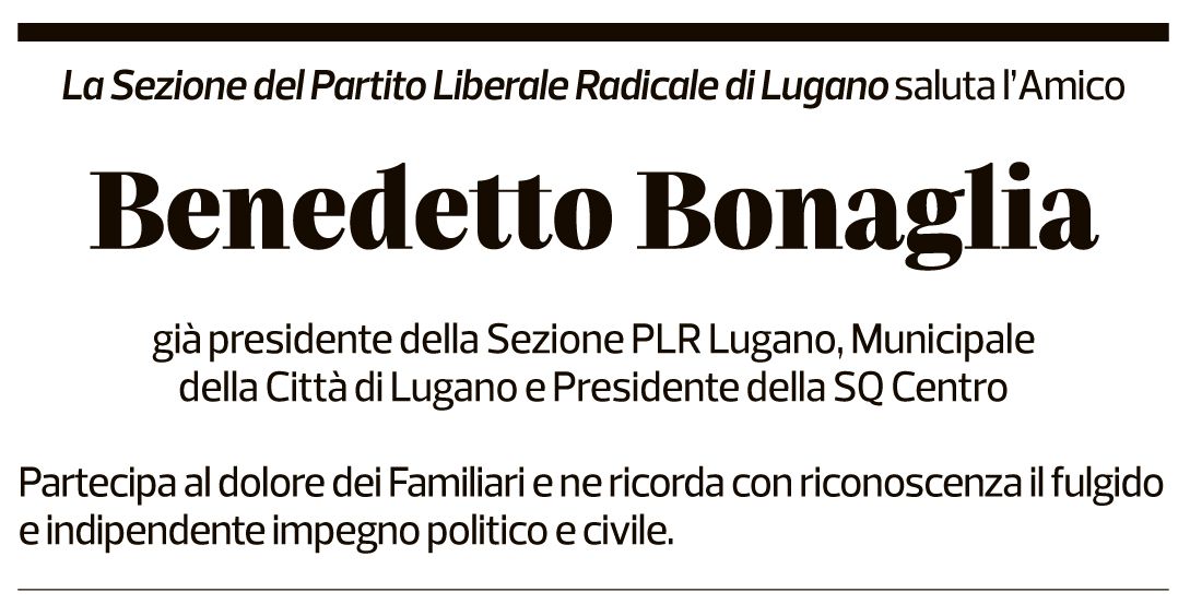 Annuncio funebre Benedetto Bonaglia