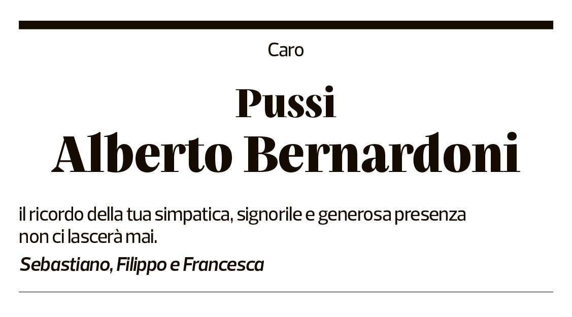 Annuncio funebre Alberto Pussi Bernardoni