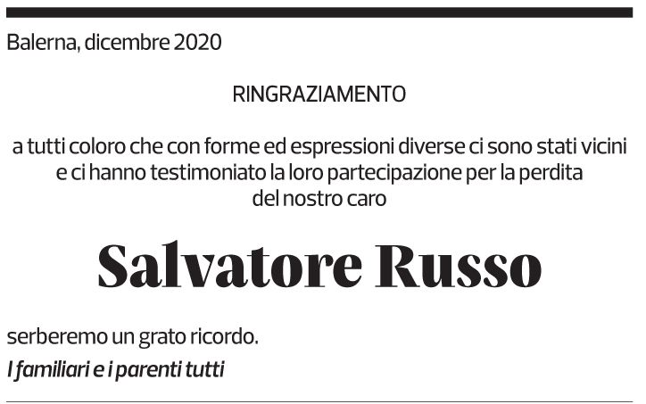 Annuncio funebre Salvatore Russo