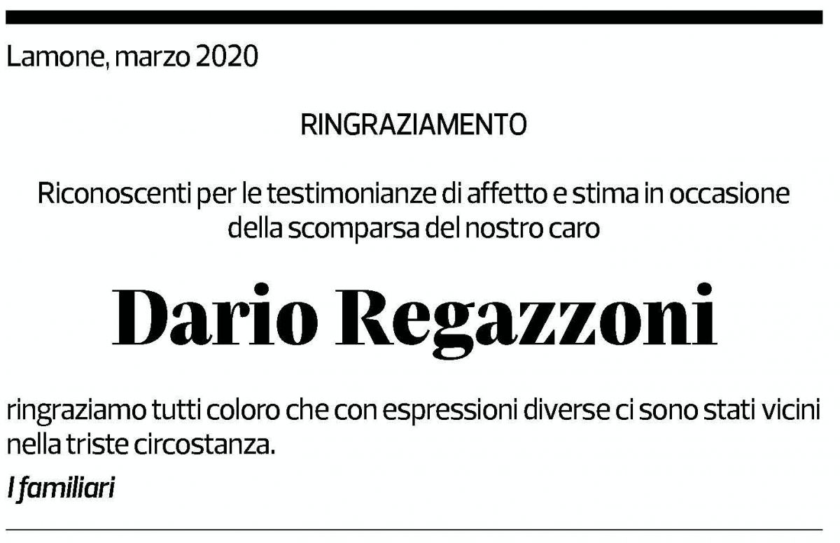 Annuncio funebre Dario Regazzoni