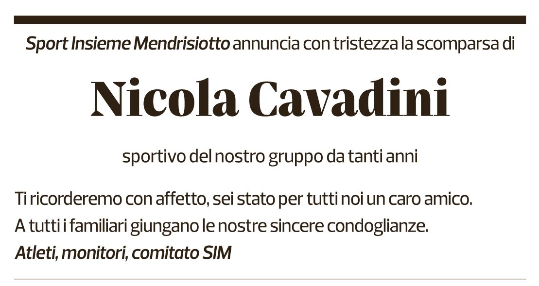 Annuncio funebre Nicola Cavadini