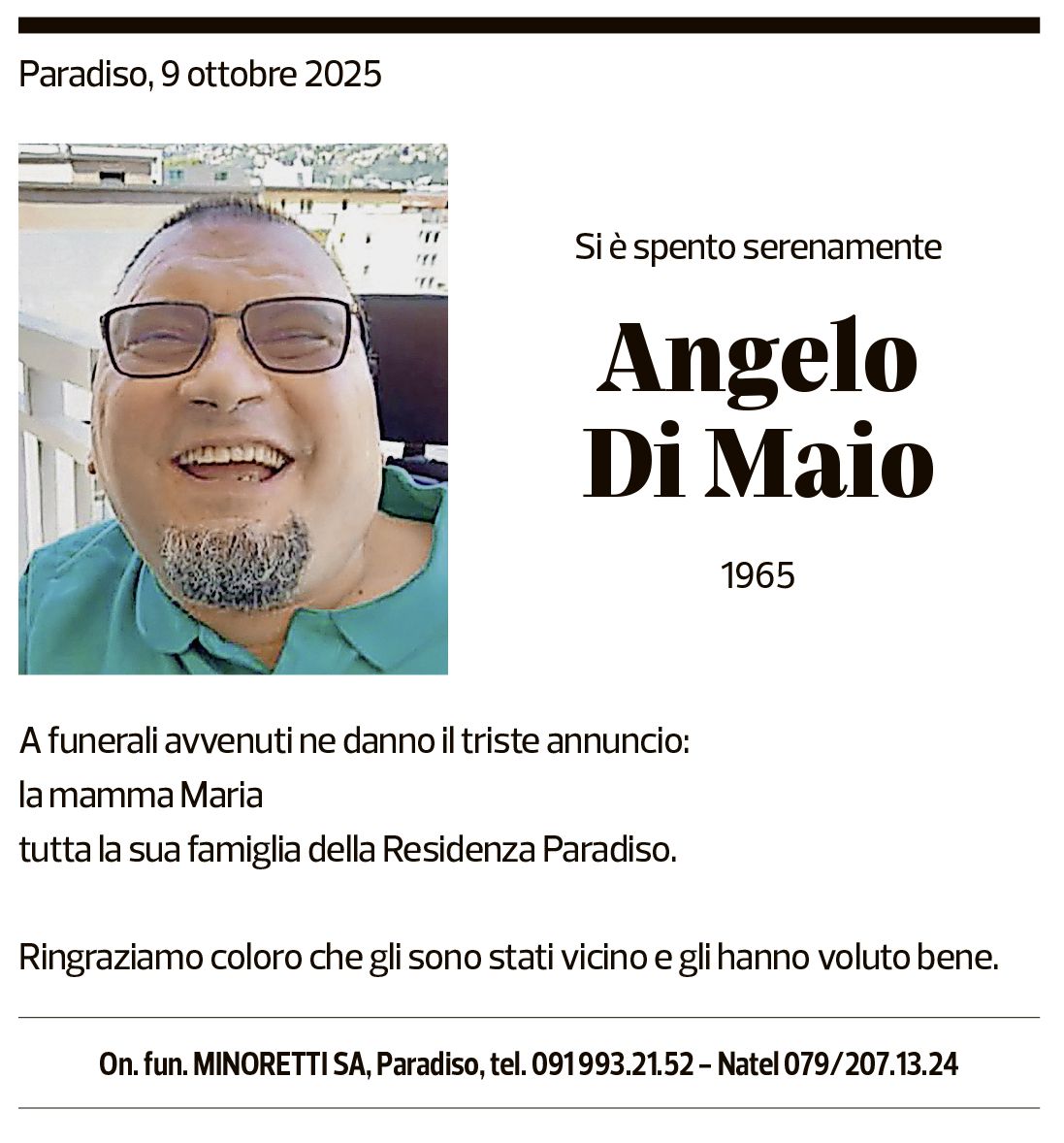 Annuncio funebre Angelo Di Maio
