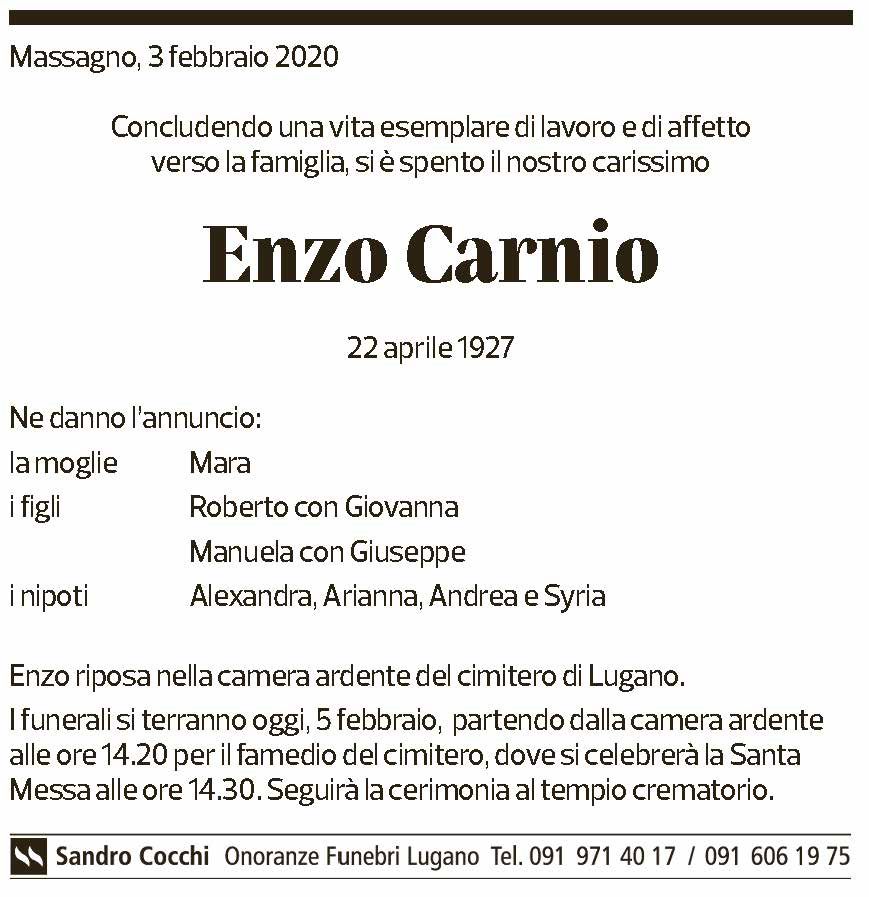 Annuncio funebre Enzo Carnio