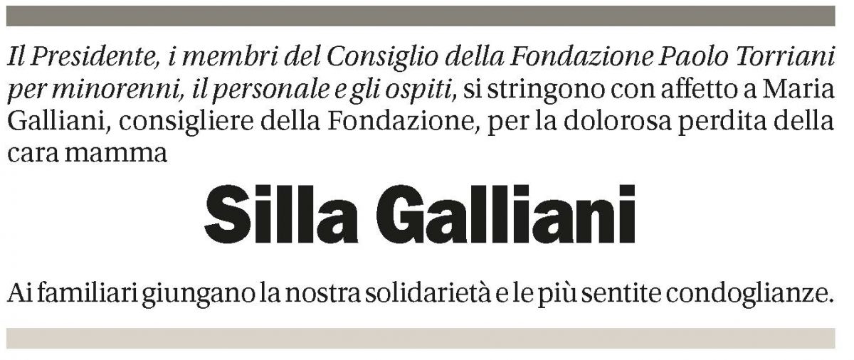 Annuncio funebre Silla Galliani