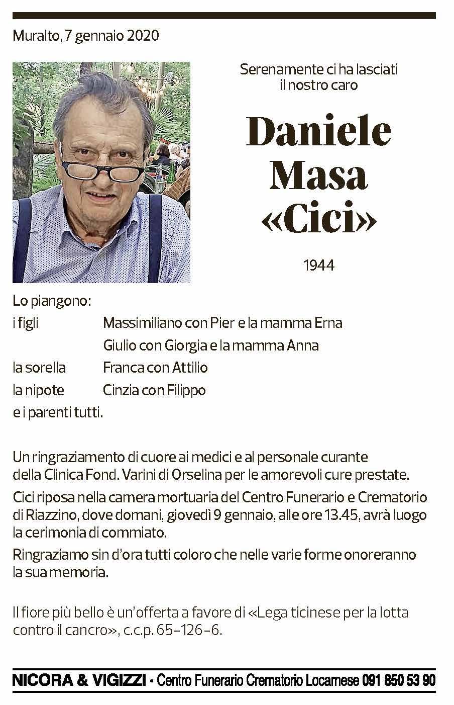 Annuncio funebre Daniele Masa