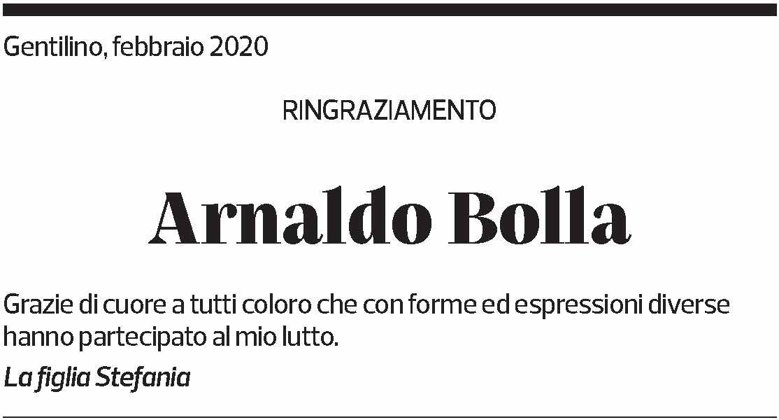 Annuncio funebre Arnaldo Bolla