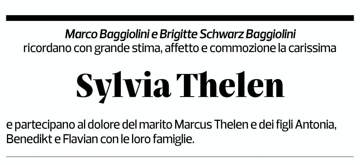 Annuncio funebre Sylvia Thelen