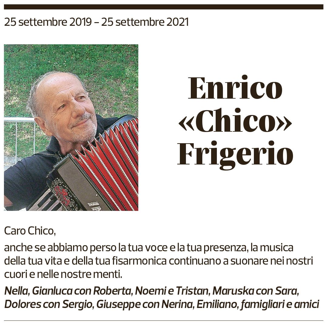 Annuncio funebre Enrico Frigerio