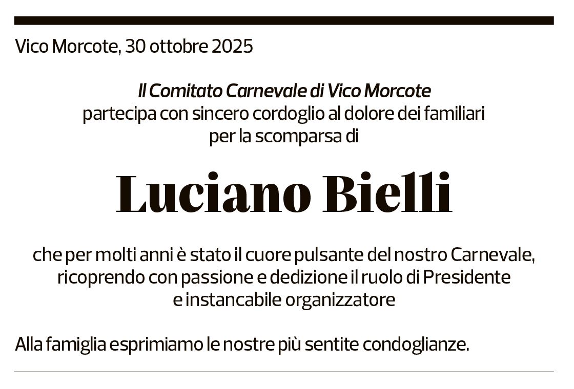 Annuncio funebre Luciano Bielli