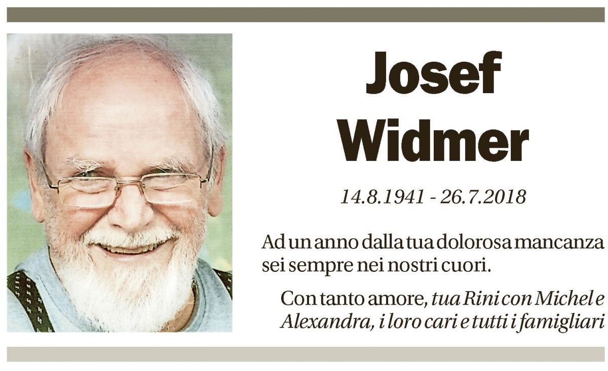 Annuncio funebre Josef Widmer