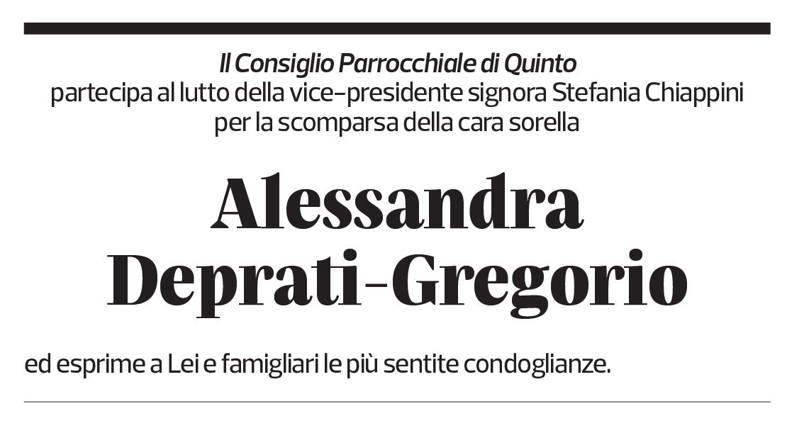 Annuncio funebre Alessandra Deprati-gregorio