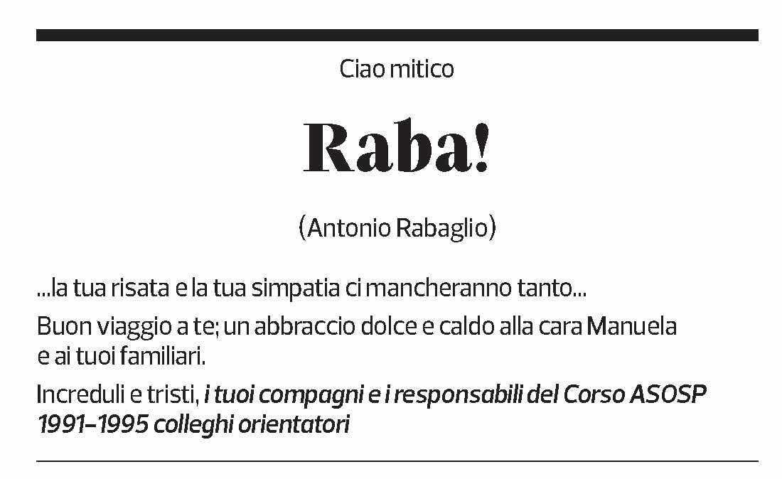 Annuncio funebre Antonio Rabaglio