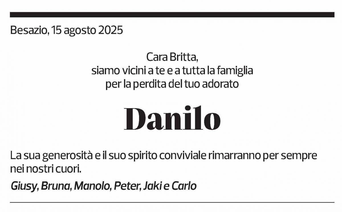 Annuncio funebre Danilo Fasana