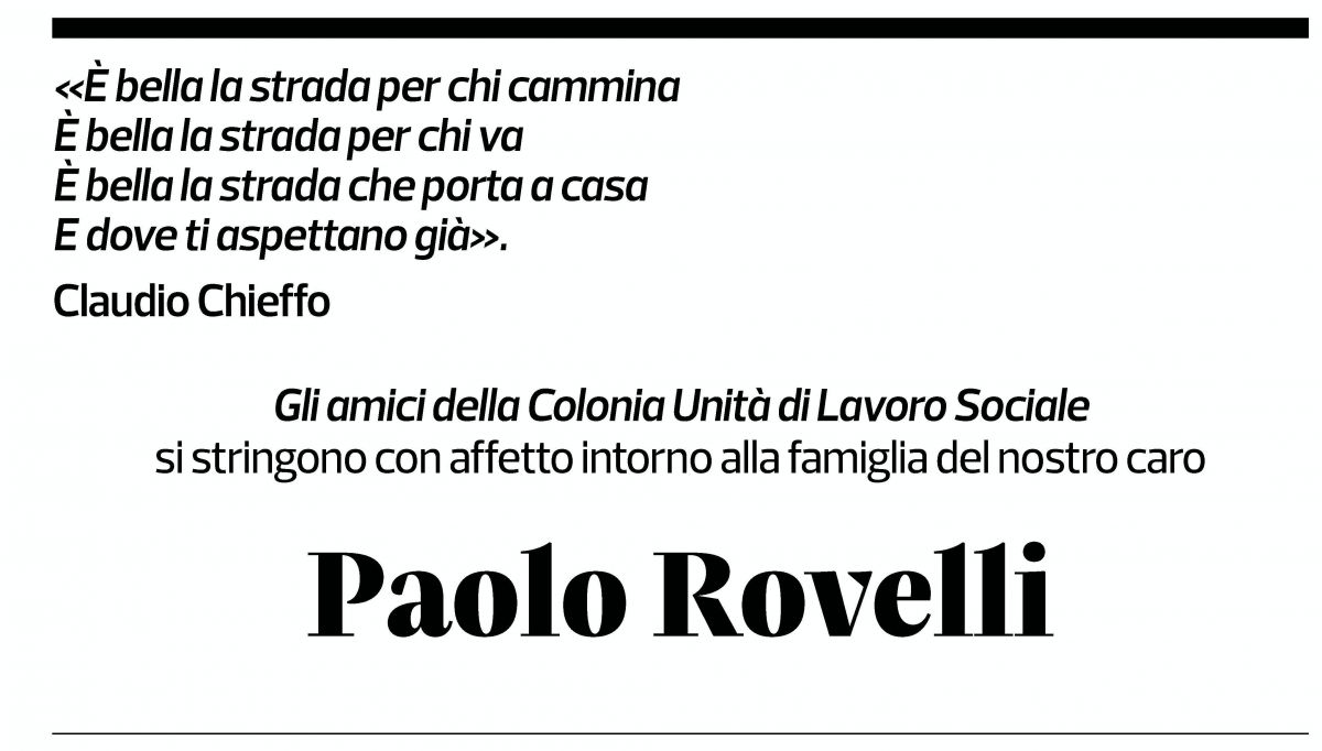 Annuncio funebre Paolo Rovelli