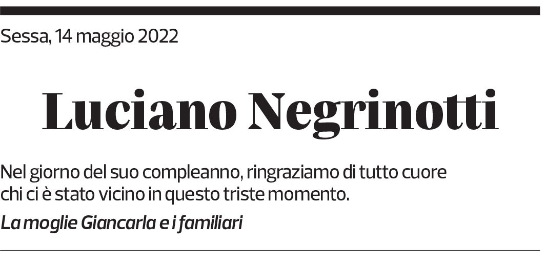 Annuncio funebre Luciano Negrinotti