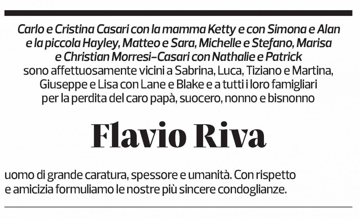 Annuncio funebre Flavio Riva