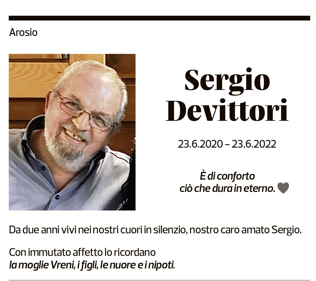 Annuncio funebre Sergio Devittori